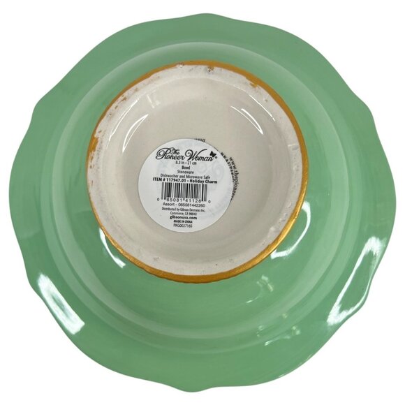 The Pioneer Woman Holiday Charm Stoneware Bowl 8” Scalloped Rim Polka Dot Floral - Picture 7 of 8